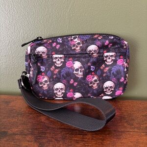 Iris & Rainbow Skull and Roses Wristlet